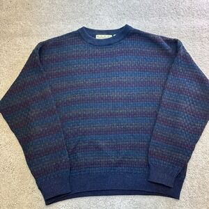 Crossings Vintage Knit Sweater Unisex Small Grandpa Core Striped
